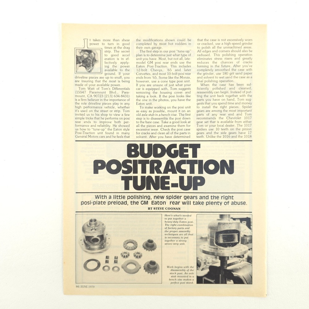 GM Eaton Rear Positraction Tune-Up 3 Pg How To Article 1979 Popular Hot Rodding - Picture 2 of 16